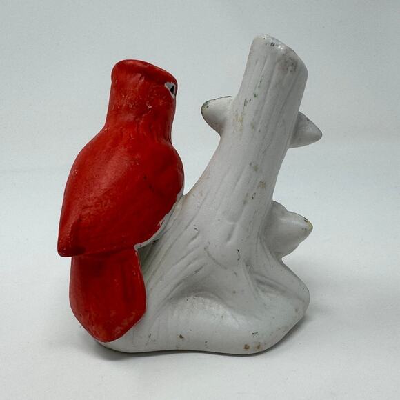 Vintage Cardinal Robin Red Bird on Blooming Branch Ceramic Statue - Picture 4 of 9
